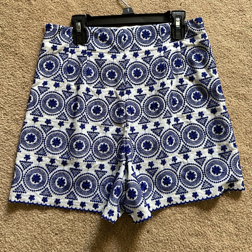 Zara Navy and White Patterned Women Shorts